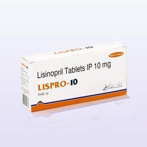 Lispro (Lisinopril) Verpackung mit 10 mg Tabletten Lispro 10mg Packung vorderansicht